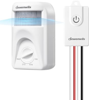 DEWENWILS Interruttore Luminoso senza Fili per Interni con Sensore di Movimento, 4 Modalità, Campo di Rilevamento di 6 Metri, Angolo di Rilevamento di 120° per Garage, Scale