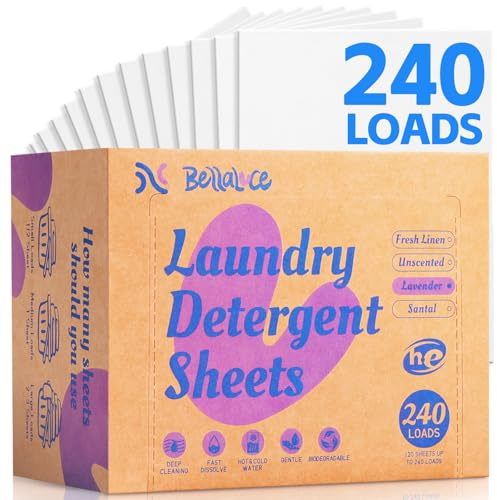 BellaLuce Laundry Detergent Sheets - Laundry Sheets, 240 Loads, Eco-Friendly, Plastic-Free, Fresh Linen Scent, Space Saving, Fast Dissolve & Hypoallergenic, Laundry Detergent for Home,Dorms,Essentials