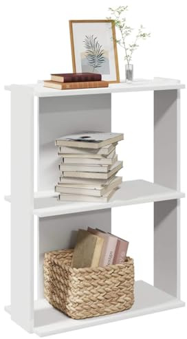 Gecheer Libreria a 3 Ripiani Bianca 60x30x80 cm in Legno Multistrato