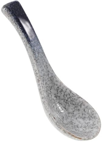 ABOOFAN Retro Ceramic Spoon Japanese Style Porcelain Dinner Spoon for Rice Cereal Use in Home Kitchen Restaurant Dining