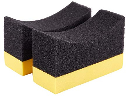 Diheohg 2 ruedas contorneadas para coche, aplicador de esponja, especial para neumáticos, limpieza de cubos, vendaje encerado, pulido amarillo + negro