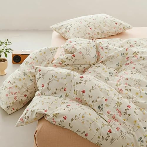 Covebett Housse de Couette Coton 220x240 Fleurie Rose Floral Fleurs Parure de Lit 3 Pièces Adulte 2 Personnes Doux 100% Coton Foncé Linge de lit avec Fermeture Éclair et 2 Taie d'oreiller 65x65cm