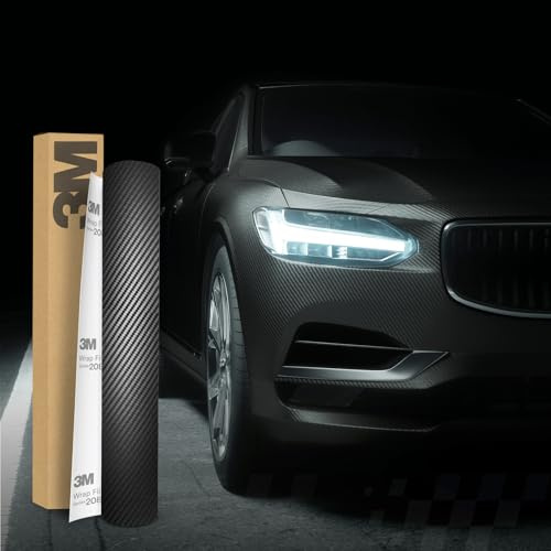 3M 2080 Car Wrapping Film - Lámina autoadhesiva para coche, moto, barco, protector de pintura 3D con canales de aire para lámina (CFS12, fibra de carbono negro, 50 x 152 cm)