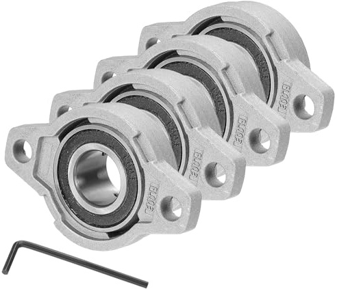 sourcing map Pillow Block Bearing 21/32 (17mm) Bore Zinc Alloy Steel Mounted Flange Pillow Block Self-Alignment Insert Bearings Housing for Machinery Power Agriculture Pack of 4
