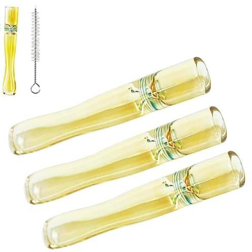 Handmade Glass Cigarette Holder, Tobacco Mouthpiece Fits Standard Size Filter Tip for Traditional Smoking Accessories with 1pcs Cleaning Brushe(Set of 3)