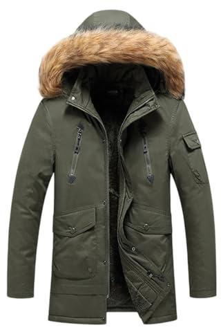 Veste d'hiver pour hommes - Imperméable - Longue - En duvet - Chaude - Parka - Veste d'extérieur - Veste de transition - Veste en duvet - Veste matelassée - Manteau d'hiver - Avec capuche - Pour Noël
