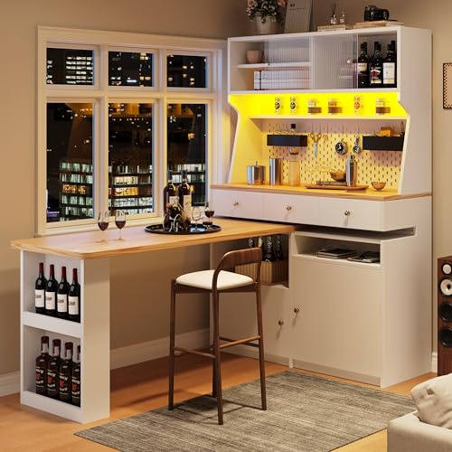 Zravenna Mobile da cucina alto a buffet, 137 x 45 x 178 cm, con ripiano estraibile, armadio a buffet, cucina con due ante, porta scorrevole in acrilico, tre cassetti e lavagnetta (bianco)