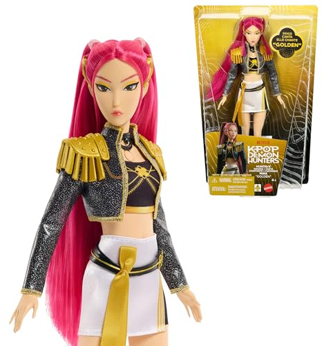 Mattel KPop Demon Hunters HUNTR/X Mira “Golden” sjungande docka | Med avtagbar signaturoutfit, 5 rörliga leder, inspirerad av filmen, JRN41