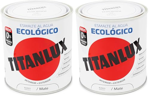 TITANLUX Ecológico Esmalte al agua mulisuperficie Mate Blanco 250 ml (Paquete de 2)