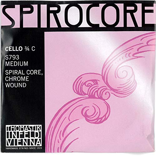 Thomastik Einzelsaite für Cello 3/4 Spirocore - C-Saite Spiralseilkern, Chrom umsponnen, mittel