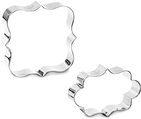 Bakerpan Stainless Steel Plaque Cookie Cutter, Frame Cookie Cutters for Cookies, Biscuits, Fondant & Baking - Set of 2