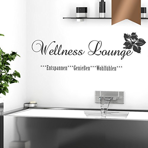 WANDKINGS Wandtattoo - Wellness Lounge - 50 x 17 cm - Kupfer - Wähle aus 5 Größen & 35 Farben