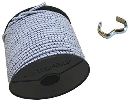 8mm Expanderseil 40m Gummiseil + 10 Seilklemmen Gummileine Planenseil Seil Plane in Weiss Blau