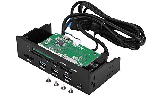 Fosa STW Lector Interno de Tarjetas 5,25 , Panel Frontal con Interfaz USB 3,0,3,1, eSATA, 6 Ranuras para Tarjetas M2, MSO, SD, MS, XD, 64G CF,