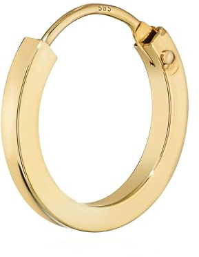 NKlaus Creole Gold 585 Echtgold, 14 Karat, quadratisch, 14 mm, 1 Stück | Einzelner Ohrring aus Gelbgold, 1,5 mm stark, für Damen und Herren