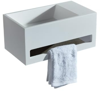 Bernstein Wand-Waschbecken BA2105 35,5x20x16 cm - Weiß Matt, Waschtisch aus Mineralguss, mit integriertem Handtuchhalter und Ablagefläche rechts & weisser Blende - Hänge-Waschbecken