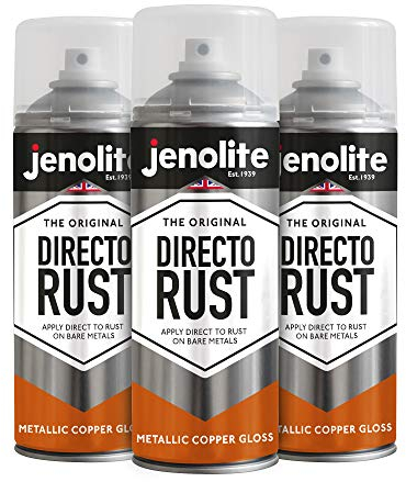 JENOLITE Directorust Kupfer-Sprühfarbe – direkt auf Rost auftragen – Grundierung, Unterlack und Decklack – glänzend – 3 x 400 ml