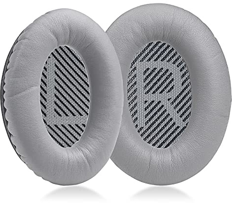 MOLGRIA Ear Pads Cushion, Replacement Protein Leather Earpads for Bose Quiet Comfort QC 35 II QC35 QC35ii QC15 QC25 QC2 AE2 SoundLink SoundTrue Headphones(Leather Silver)