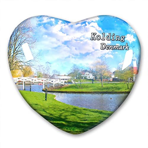 Dänemark Kolding Kühlschrankmagnet Kühlschrankaufkleber Kollektion Dekorativer Magnet Reise-Souvenir Herzform Kristallglas