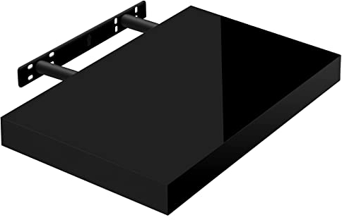 WOLTU Mensola da Muro Scaffale Sospeso da Parete Libreria Piccola per Soggiorno Cameretta Porta CD Dvd, Pannello MDF 30x22,9x3,8cm, Nero, RG9476sz