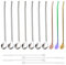 Pack of 10 Colored Straw Spoon 2 in 1 Stainless Steel Straw Spoon with Dual Use Bar, Juice, Shake, Smoothie, Coffee, Reusable, with 4 Cleaning Brushes