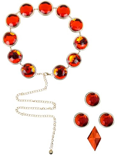 SINSEN Rabengürtel, Teen Titans, Kostüm, Requisiten, rote Edelsteine, Stein, Taillenkette, verstellbar, Anime-Schmuck, Strass, Gürtel, Cosplay, Zubehör für Damen, Halloween-Party, rot, 42