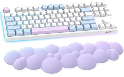 Cloud-Soft Ergonomic Wrist Rest for 100 Keys 87 Keys 68keys Keyboard PU Material Anti-Slip Rubber Base Memory Foam Cloud-Shaped Palm Rest for Computer Laptop,Pain Relief,15.2 * 4.4 * 1.2 inch -Purple