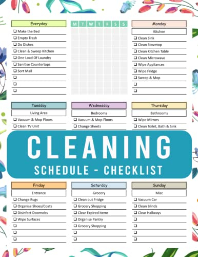 Cleaning Schedule and Checklist for Adults: Housekeeping Checklist, Checklist Household Chores Adults, FlyLady control journal cleaning schedule