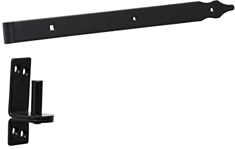 BRESKO Ladenband mit Kloben Set schwarz pulverbeschichtung 30-80 cm Torband Türband charnier Tor Gartentor (L: 400x30x3 mm / Ø10 mm Dorn)