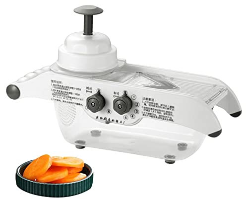 Cortador de Tazas - Cortador de Patatas para la Cocina,Cortador de Alimentos Comercial de Espesor Ajustable Máquina de Corte Julienned con Cuchillas para Patatas Limón