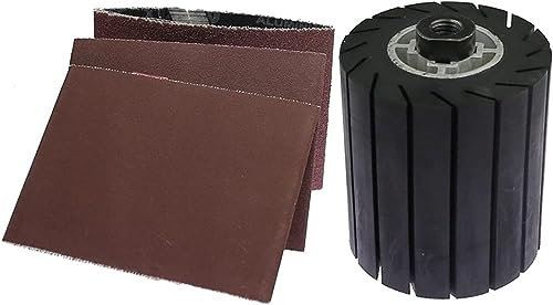 LekLai Accesorios for lijadoras de Banda, Banda de Lijado, Rueda de Pulido de Goma de Tambor de Amoladora Angular 3 en 1 Juego de Bandas de Lijado de Rueda expansora