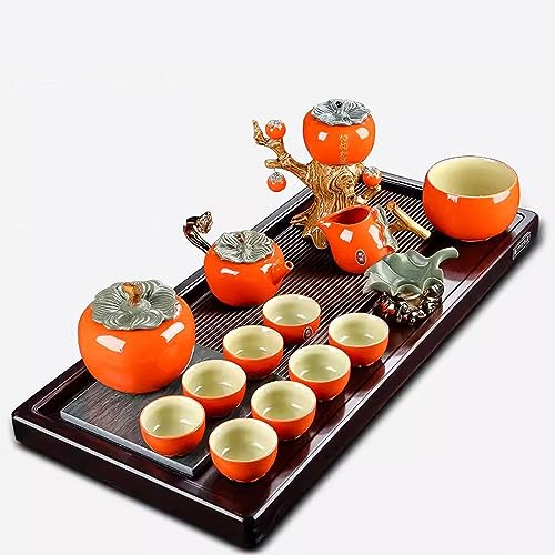 BBAUER teiera marocchina teiera Giapponese Persimmon Ruyi Lazy Tea Maker, Set da tè Automatico per la Preparazione del tè(Color:13,Size:)