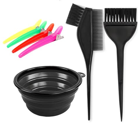 Haarfärbemittel-Färbeset,Haarfärbe-Set,7-teilige Friseurpinsel Schüssel Combo Salon Werkzeugset,Haarfärbeset,Bleichschale,Kamm,Bürsten,Tönung-Set,Set zum Selbermachen 2 Pinsel+Schüssel+4 Styling-Clips