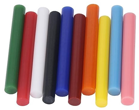 Tissting 10 Stück Klebepistole Siegelwachs Sticks 10cm x 11mm Rauchfrei Heißsiegel Siegellack Stick Runde Retro Wachs Sticks für Hochzeit Einladungen Umschläge Karten Grußkarten