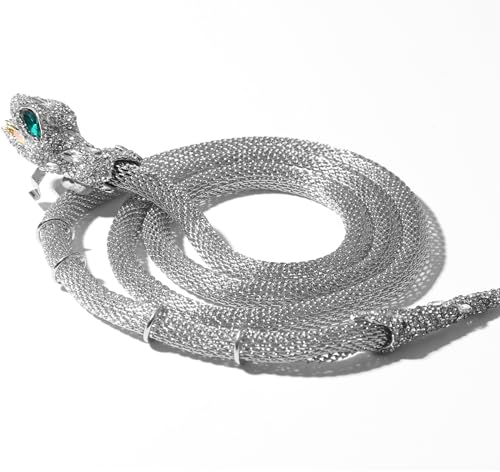 JewelryWe Schlangen Armband Halskette Damen: Silber Flexibel Biegbar Schlangenkette Taillenkette Halsband Wickelarmband Verdrehbar Einstellbar Geschichtete Choker Kette Manschette Armreif für Frau