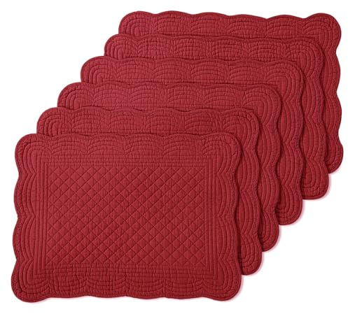 MABOZOO 100% Cotton Quilted Placemats Set of 6,Washable Cloth Table Placemats for Kitchen & Dining Table
