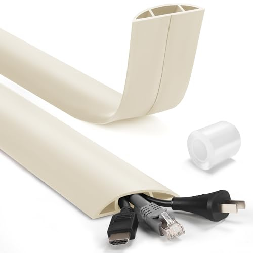 LZEOY – Couvre-câbles pour câbles au sol, couvre-câbles de sol beige, cache-câble de sol, cache-câble électrique, cavité de câble : 2 x 0,8 cm (l x H)