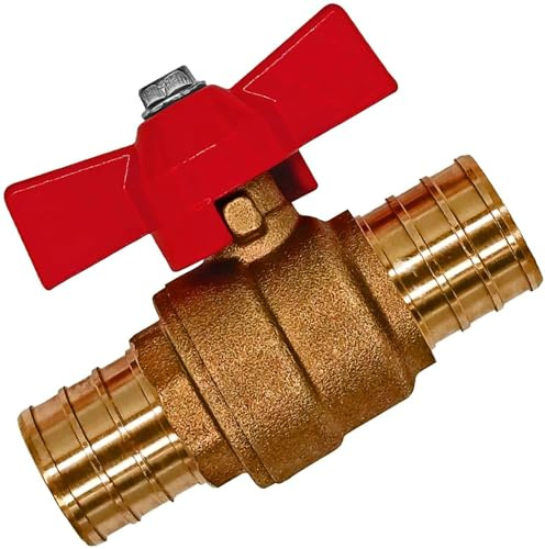 MegaHaustechnik Kugelhahn aus Messing, mit 2 Schlauchtüllen-Außendurchmesser 25mm für 1 Zoll Schlauch, Flügelgriff, Trinkwasser geeignet, Gartenschlauch-Anschluss Absperr-Ventil