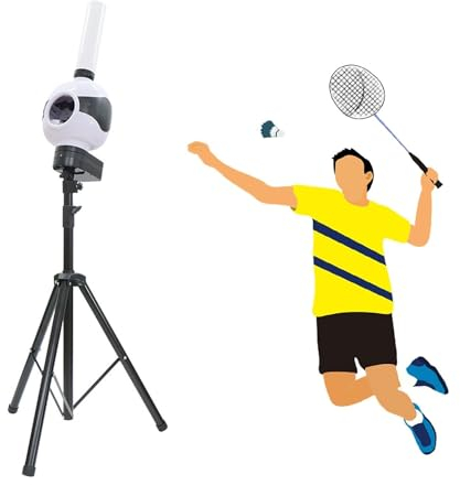 Badminton-Aufschlagmaschine, 8 Modi, Automatischer Tragbarer Badminton-Trainer, 3–10 Sekunden/Ball, Einstellbare Aufschlagstärke/Geschwindigkeit, Mit Fernbedienung, Für Kinder, Erwachsene, Profis
