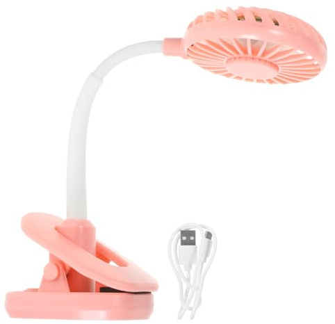 Mikinona 1pieza Ventilador Usb Clip Con Luz Led Lámpara De Mesa Con Ventilador Luz Nocturna Para Dormitorio y Escritorio Rosa