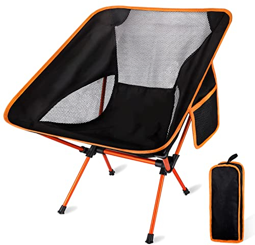 Frasheng Faltbar Camping Stuhl, Klappstuhl mit Tragetasche, Angelstuhl, Ultraleicht Campingstuhl, Tragbarer Campingstuhl für Picknick, Angeln, Wandern, Camping, Outdoor, (Schwarz)