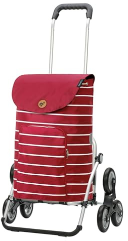 Andersen Einkaufstrolley - klappbar - 47 Liter - Treppensteiger | Aufhängung für Einkaufswagen - belastbar 50 kg - Aluminium - Trolley - Rad Ø 3 x 13 cm - Royal Shopper Mia rot