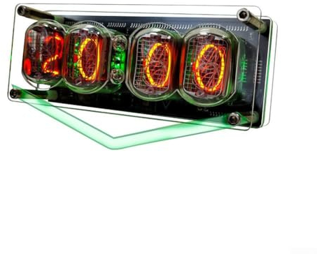 RANRAO DIY Nixie Röhrenuhr, elektronische LED-Glühsimulation, Retro, moderner Wecker, Leuchtröhre, Nixie-Uhr, fluoreszierend, 225 Farben, Licht, kreative Schreibtisch-Dekoration