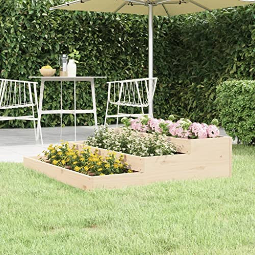 HETFTJN Fioriera, Aiuola Aiuola Rialzata Cassoni Orto Letto Rialzato Adatto per Terrazzo Giardino Balcone Esterno 107x107x27 cm in Legno Massello di Pino