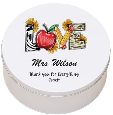 ukgiftstoreonline Personalised Love Teacher Gift Cake Or Cookie Tin