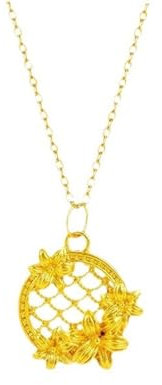 Epinki Echt Goldschmuck, 24 Karat Gold Halskette, Blumen Anhänger Kette, Au 750 Damenkette