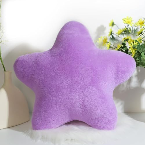 champracer Kuschelkissen Kinder Sternkissen Plüsch Kissen Dekokissen für kuschelecke kinderzimmer, Weiche Flauschige Sternform Zierkissen Sofakisse für Heimdekoration (Lila,30 cm)