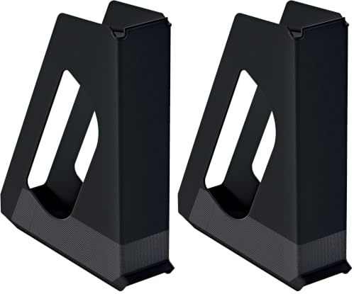 Esselte Stehsammler, A4, Ideal für Prospekte, Broschüren, Unterlagen, Mappen und Hefter, Stabiler Kunststoff, Schwarz, VIVIDA, 628220 (Packung mit 2)