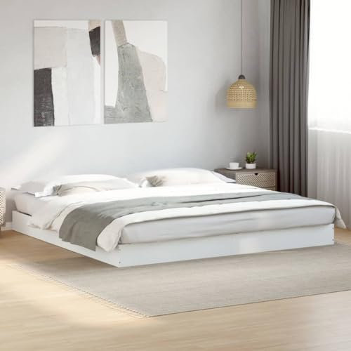 FSJIELW Home & Garden Bettgestell ohne Matratze, Weiß, 180 x 200 cm, Super-Kingsize-Bett, Holz-Möbelwahl