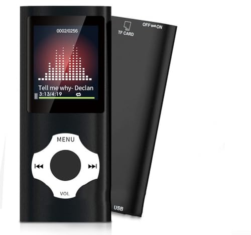 Hasaller MP3 Player 1.8in Display Ultra-Thin MP3 Player MP3 Blue-tooth Player HD Mp3 Music Player Portable Music Player Music Player with Built-in HD Speaker(Black)